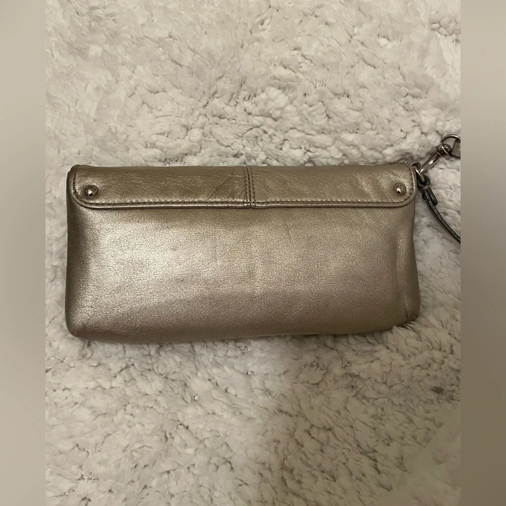 Coach Vintage Metallic Gold Large Wristlet Clutch Bag EUC